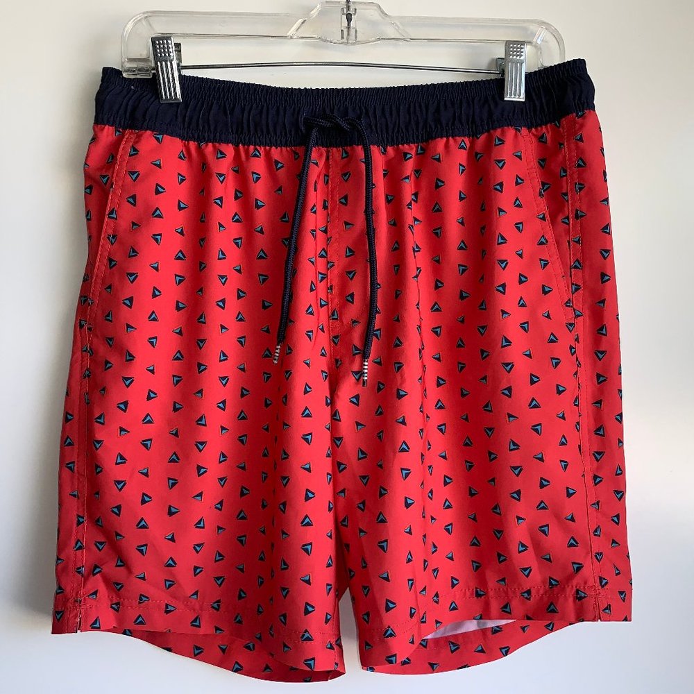 C/Y/A  Swim Trunks Board Shorts Men's Medium Red and Navy  -EUC